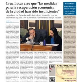 Cruz Lucas: "Las medidas para la recuperación económica de la ciudad han sido insuficientes"