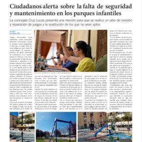 Ciudadanos alerta sobre la falta de seguridad y mantenimiento en los parques infantiles